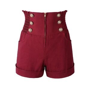 NWT Penelope Vintage Pinup High Waist Burgundy Sailor Shorts Medium